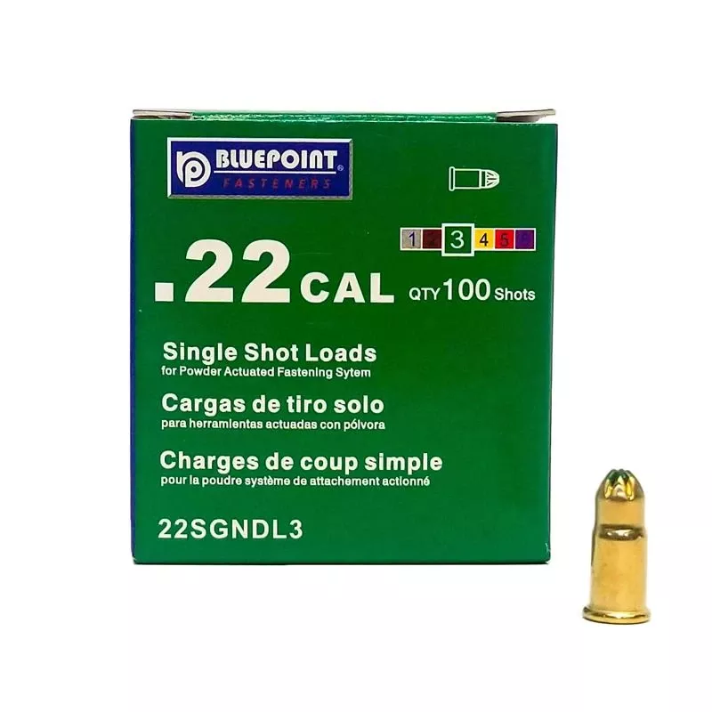 .22 Caliber Brass Flat Head Powder Loads 100 Count Box