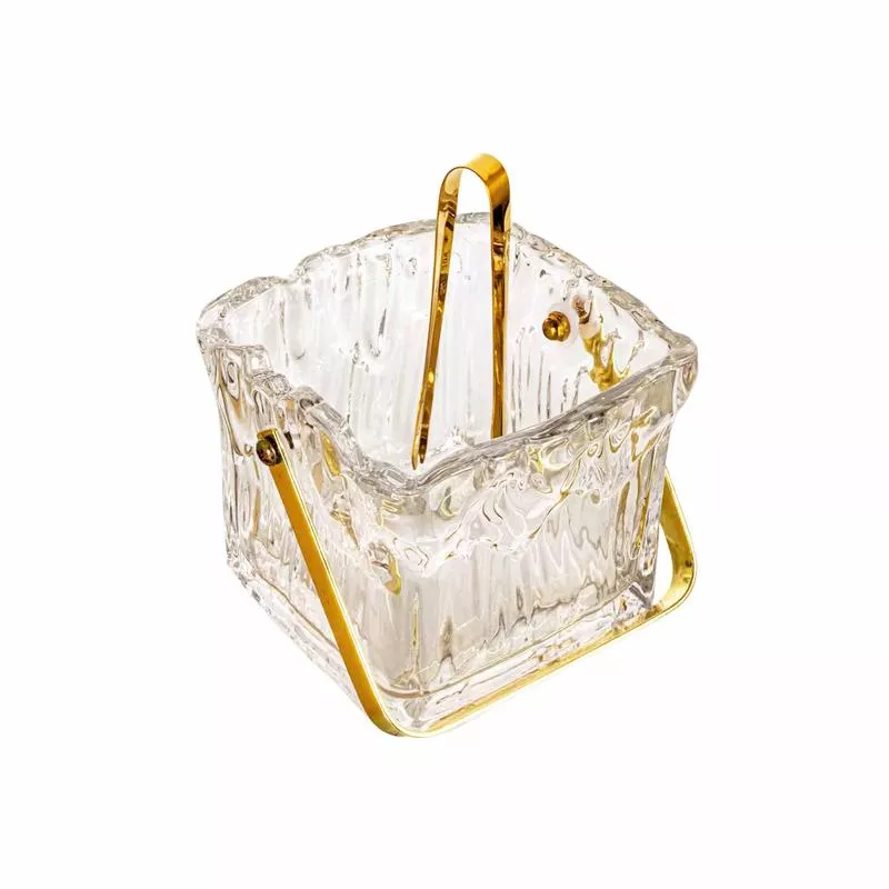 CREATIVE CO-OP SQUARE GLASS ICE BUCKET WITH TONG