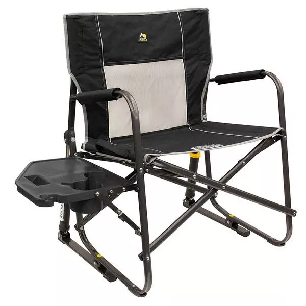Freestyle Folding Rocker With Side Table, Black, Xl 400 Lb. Capacity