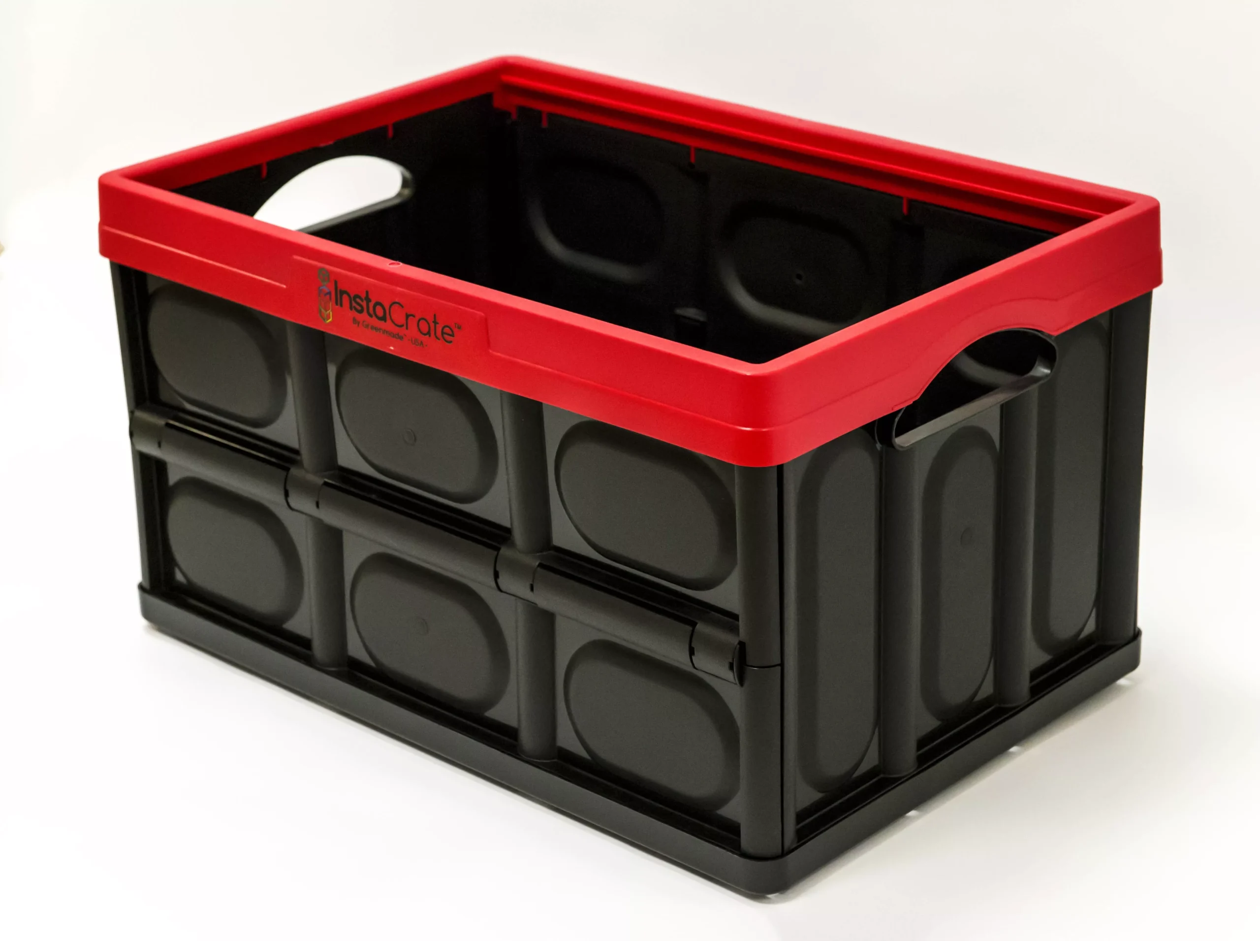 Instacrate 12 Gal Black/red Folding Crate 11.7 In. H X 14.2 In. W X 21 In. D Stackable