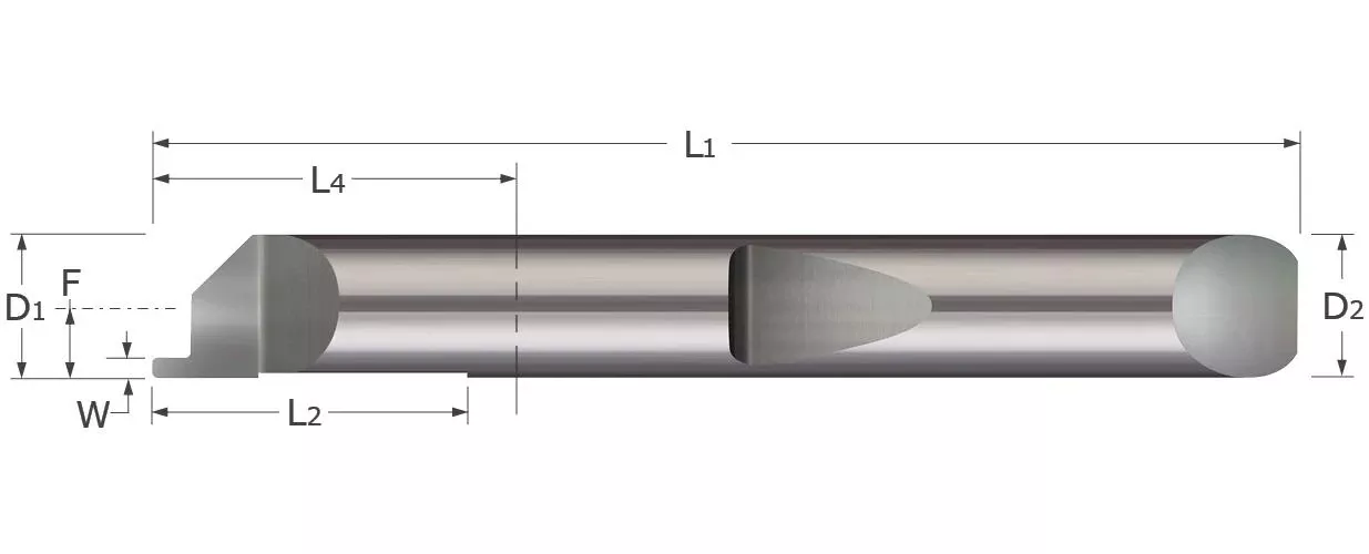 MICRO 100 QFGC3-375-030-050 Quick Change Grooving Tool, 0.03 in W Groove, 0.375 in Dia Min Hole, 0.75 in Max Hole Depth, Right Hand Cutting