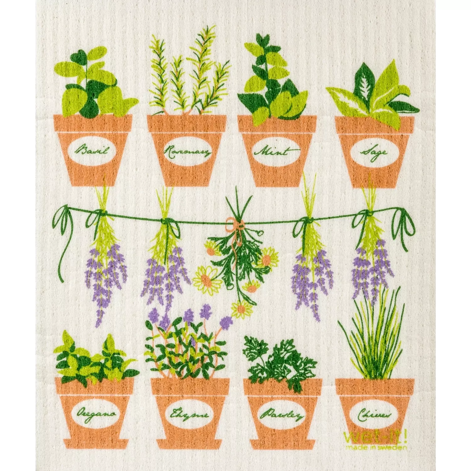 ! Multicolored Cotton Fresh Herbs Dish Cloth 1 Pk