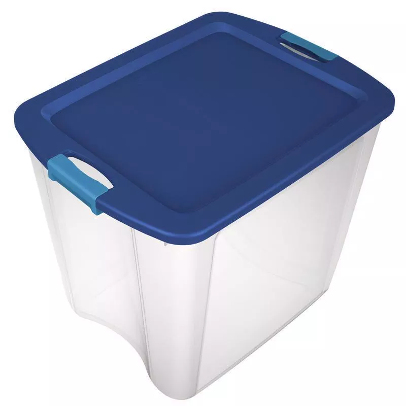 Sterilite 26 Gal Blue/clear Latch Storage Box 20-1/8 In. H X 18-5/8 In. W X 23-5/8 In. D Stackable