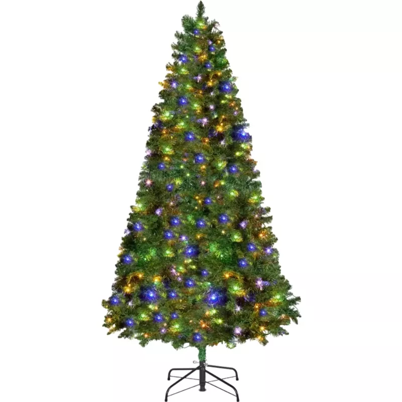 Vevor Christmas Tree 7.2′ Pre-Lit Artificial Xmas Tree with 470 Colorful LED Lights New