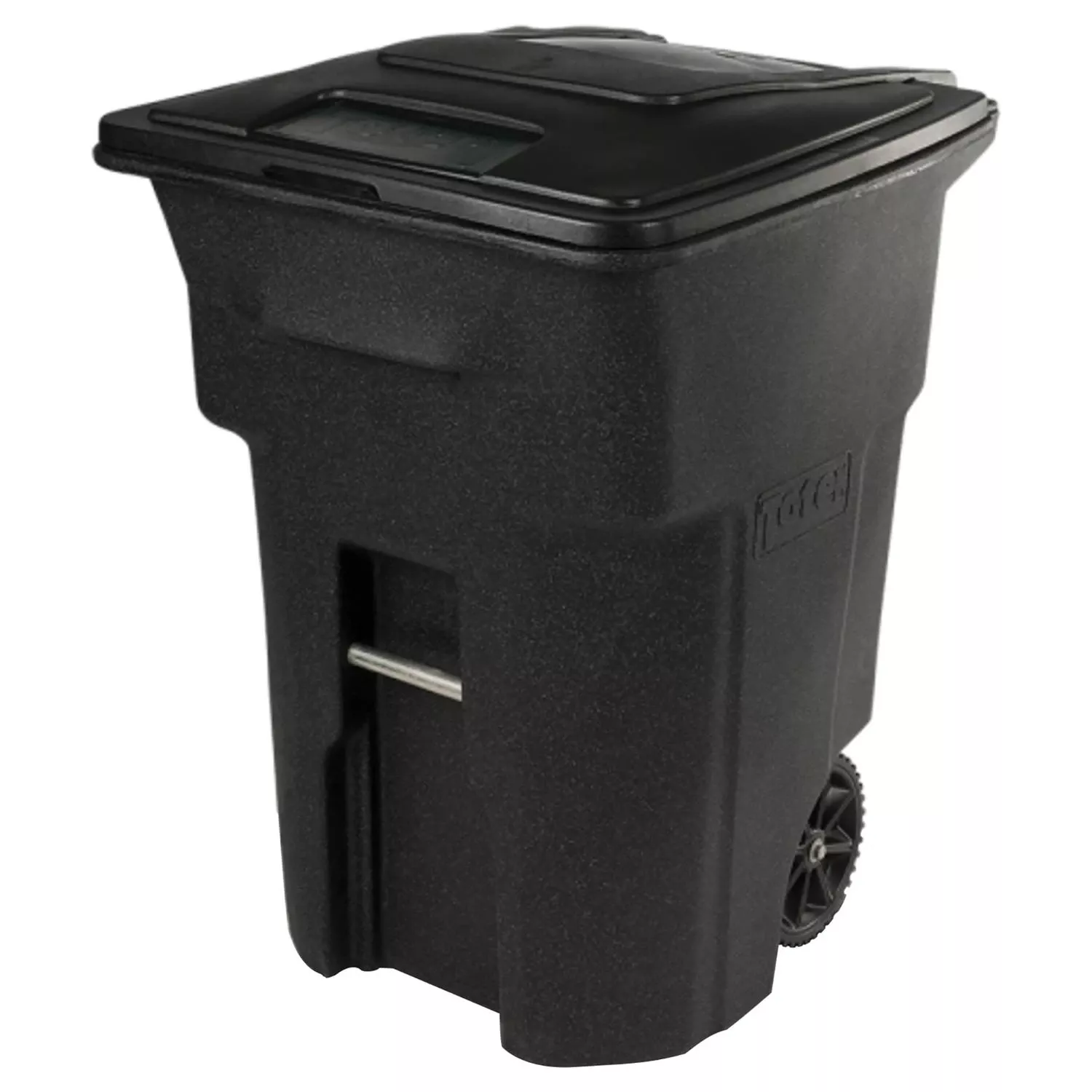 Wheeled Trash Can & Lid, Black, 48 Gallons