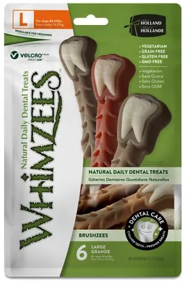 Whimzees Large Brushzees Dog Treats, 6 Pieces